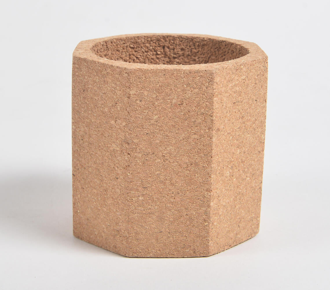 Minimal Hexagonal Prism Cork Pen Holder-1