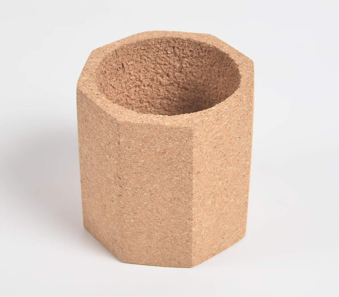 Minimal Hexagonal Prism Cork Pen Holder-2