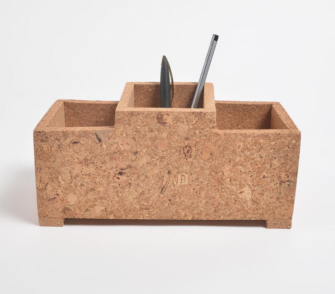 Classic Rectangular Cork Multi-Pen Holder-0