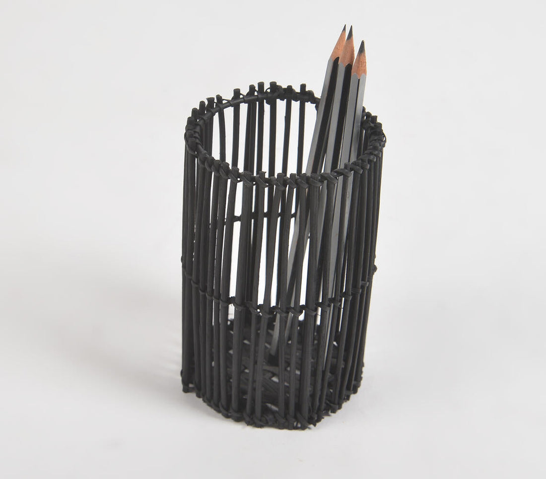 Jet Black Cane Eco-Friendly Pen Stand-0