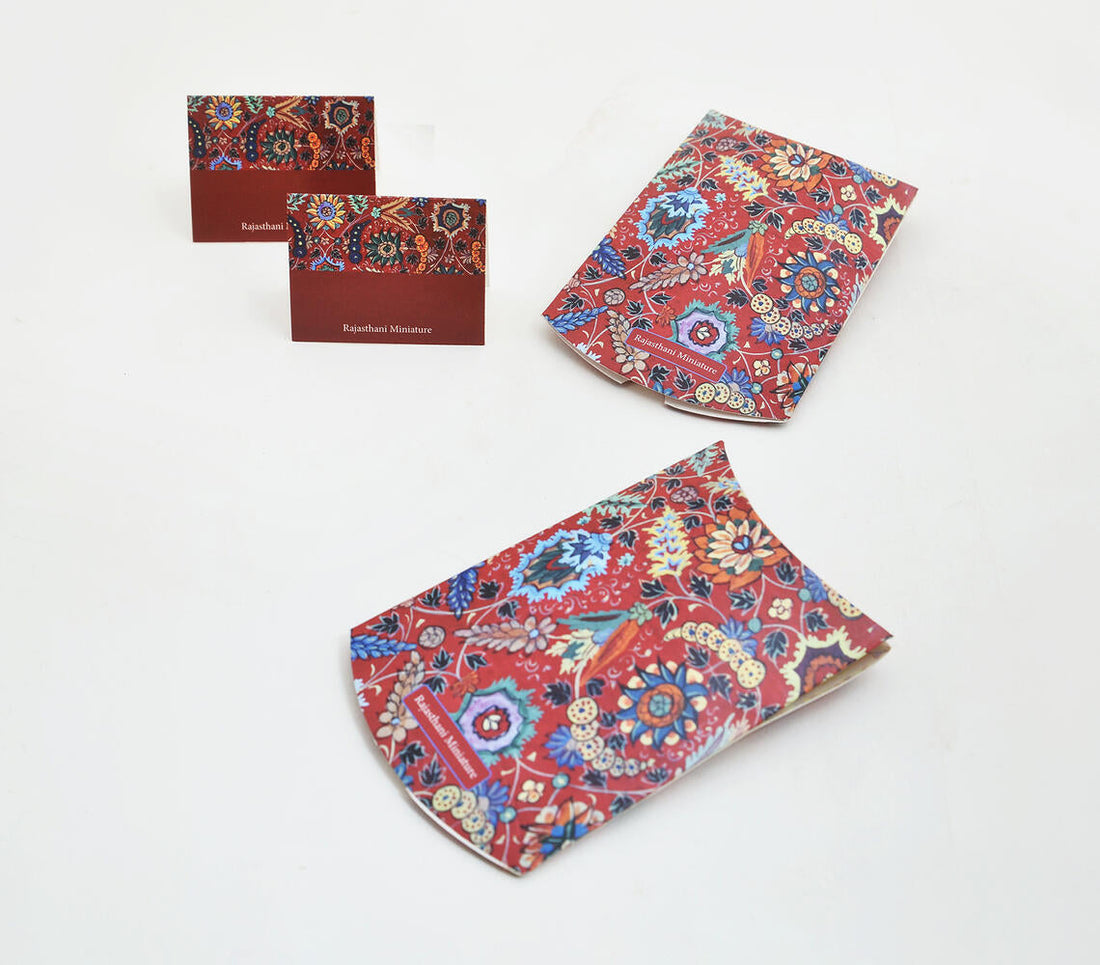 Rajasthani Miniature Paper Gift Pouch With 2 Gift Tags-0