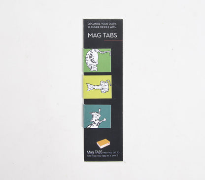 Quirky Cats Green Magnetic Paper Tabs (set of 3)-2