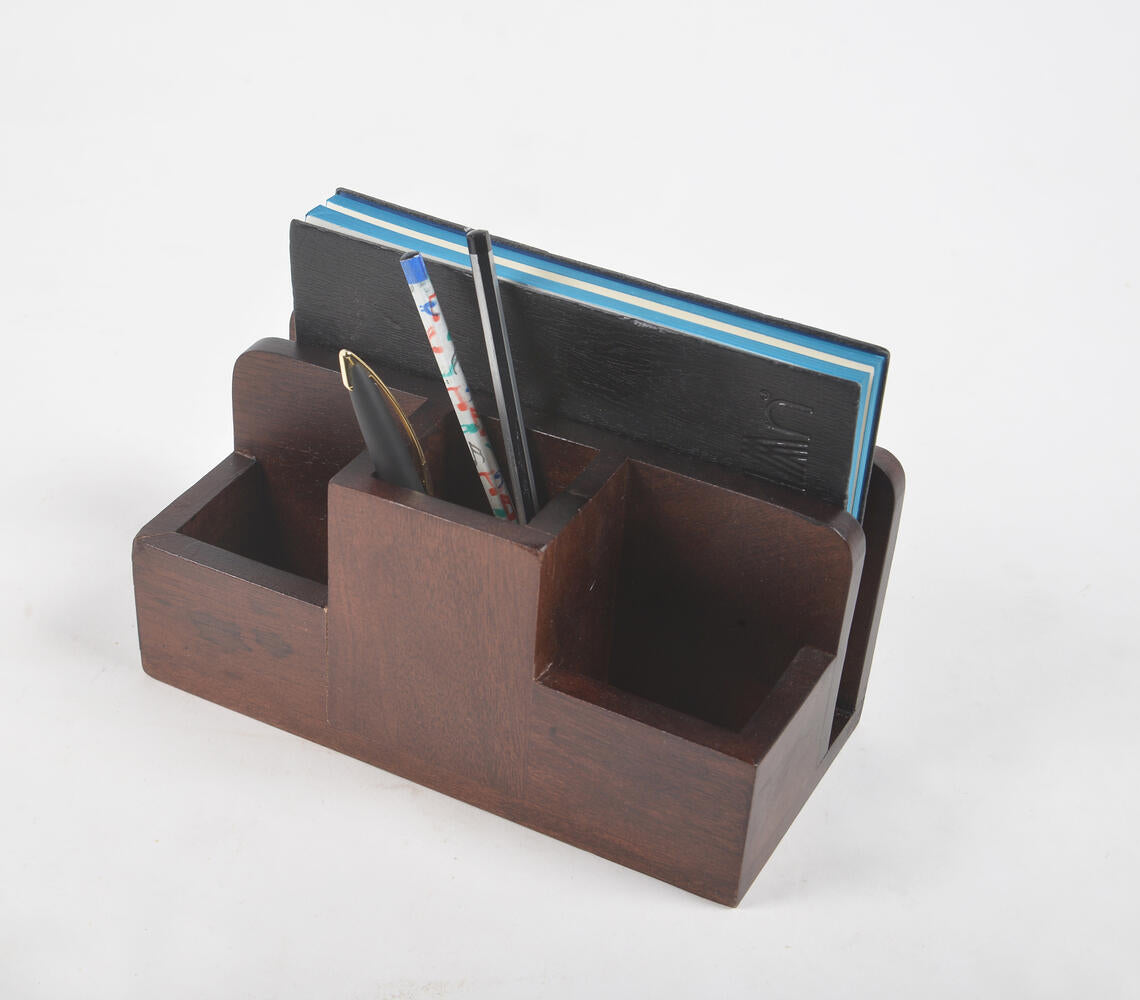 Dark Wooden Earthy Desk Organizer-0