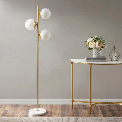 3-Globe Light Floor Lamp with Marble Base-1