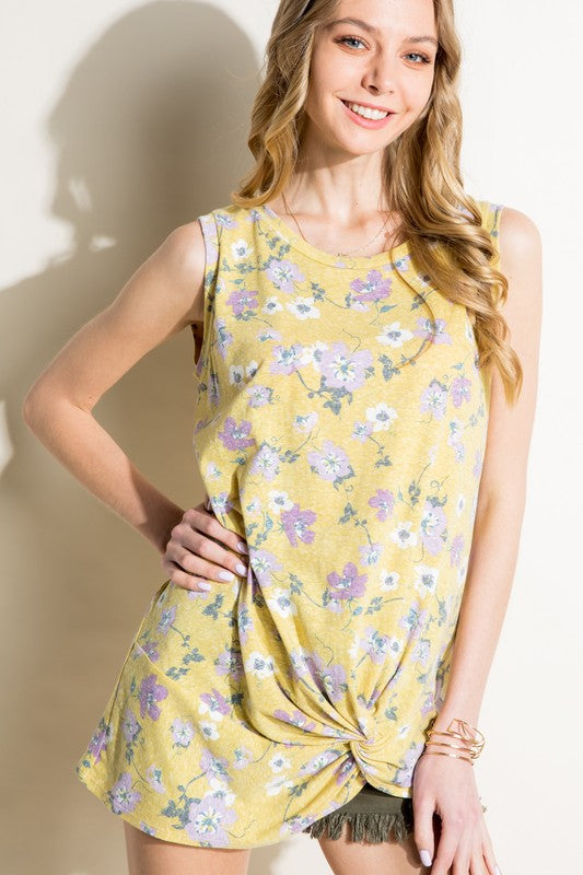 COTTON TRIBLEND FLORAL PRINT TOP