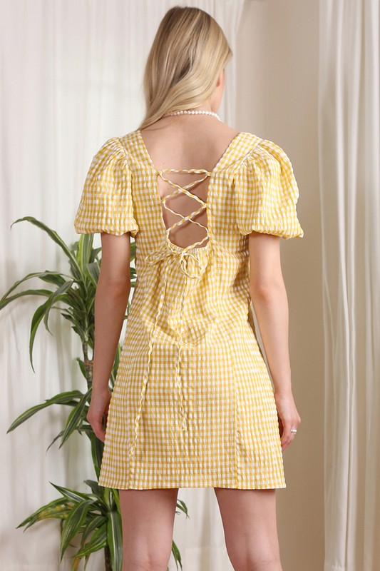 SS back strap dress - gingham