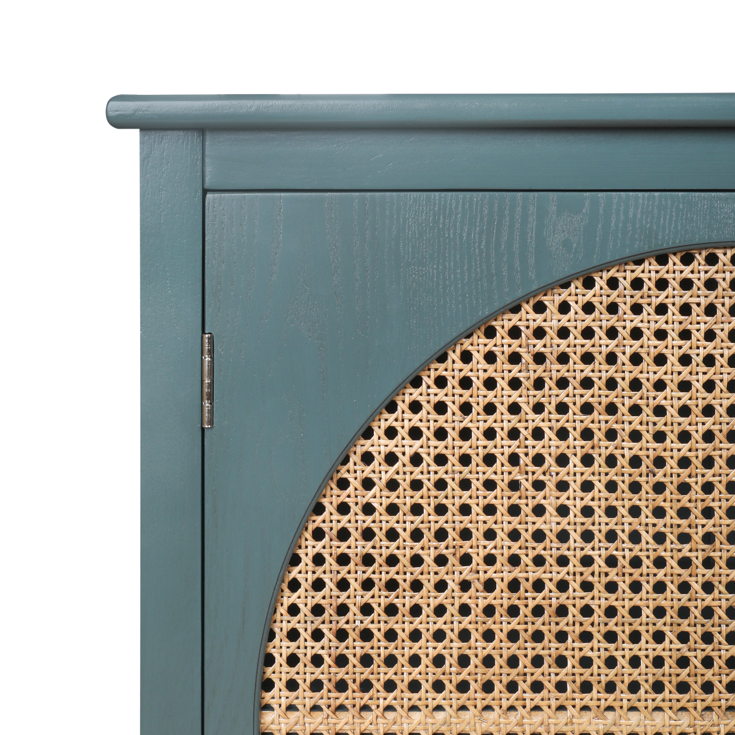 2 Doors Cabinet With Natural Rattan Weaving-2