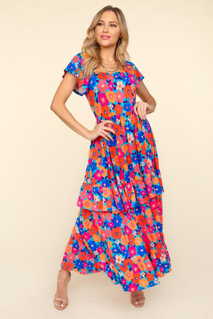 Haptics Floral Maxi Ruffled Dress with Side Pockets