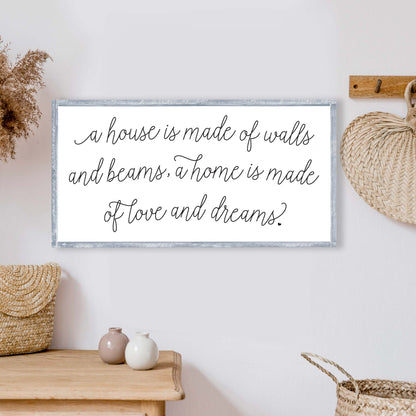 A House Is Made Of Walls And Beams A Home Is Made Of Love And Dreams Wood Sign-2