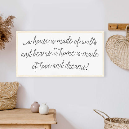 A House Is Made Of Walls And Beams A Home Is Made Of Love And Dreams Wood Sign-3