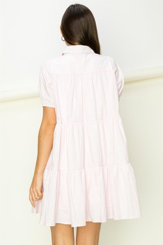 Not Your Girl Tiered Button-Up Mini Dress