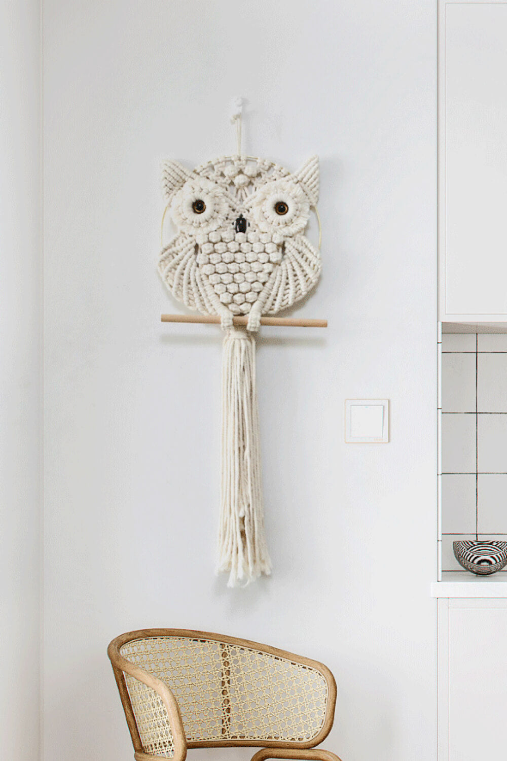 Hand-Woven Owl Macrame Wall Hanging