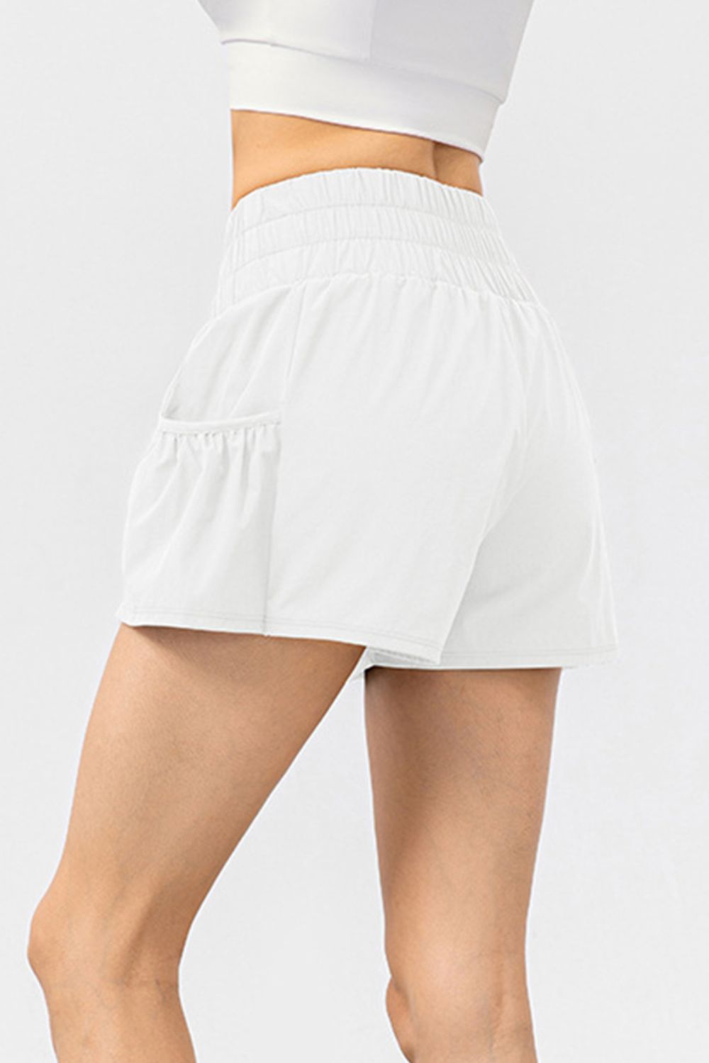 Elastic Waist Pocketed Active Shorts