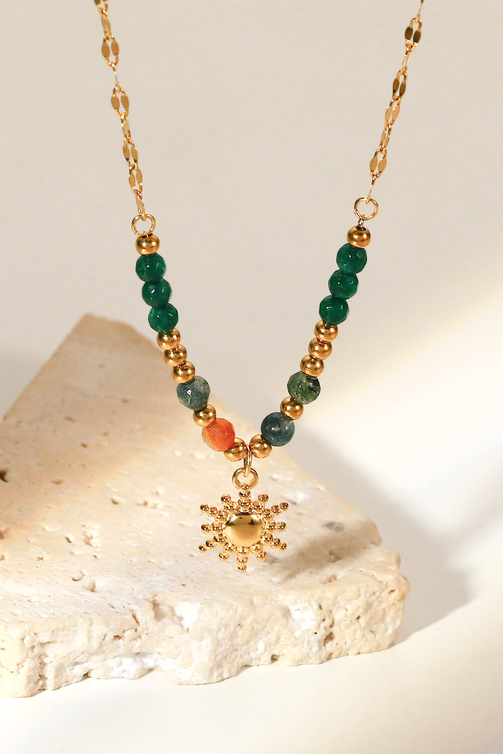 Sun Pendant Natural Stone Necklace