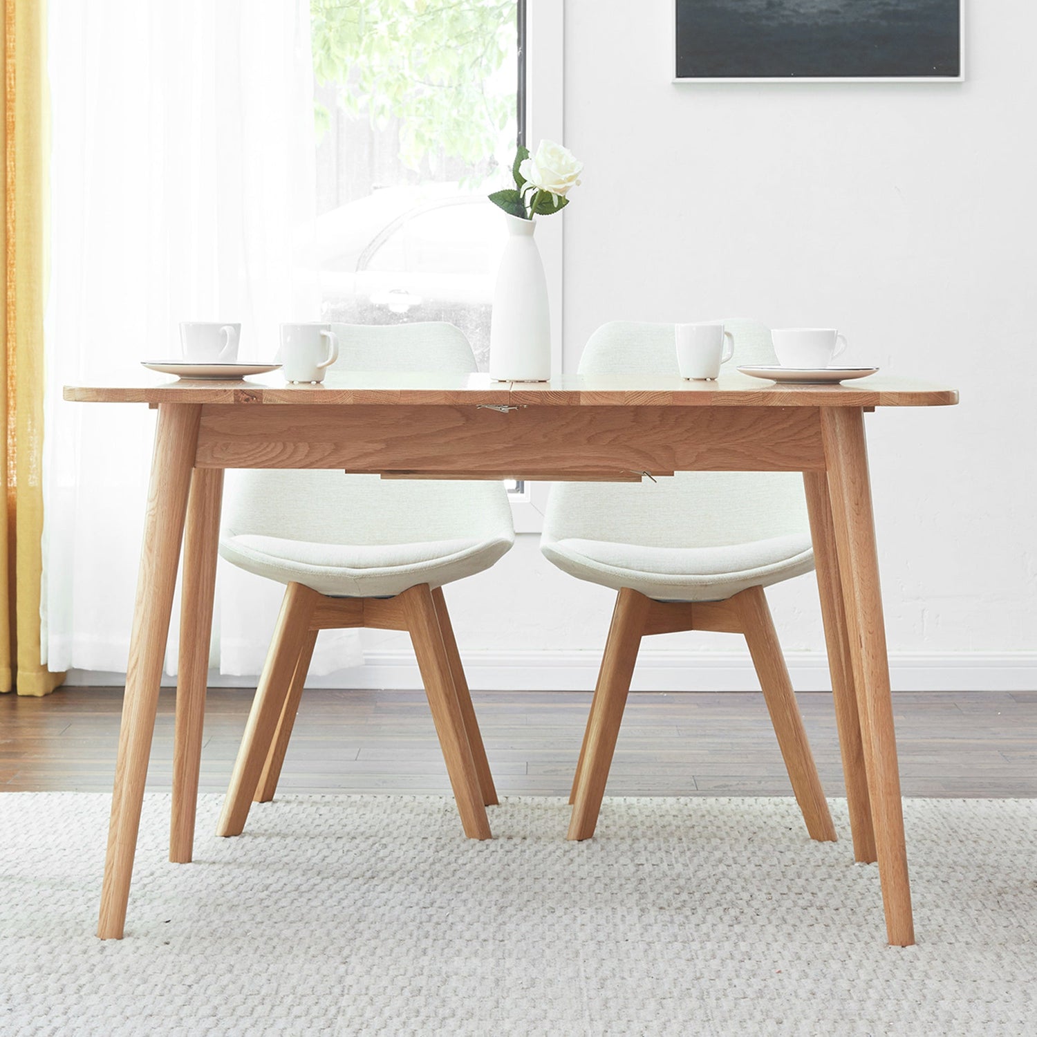 Natural Solid Oak Round Corner Dining Table-5