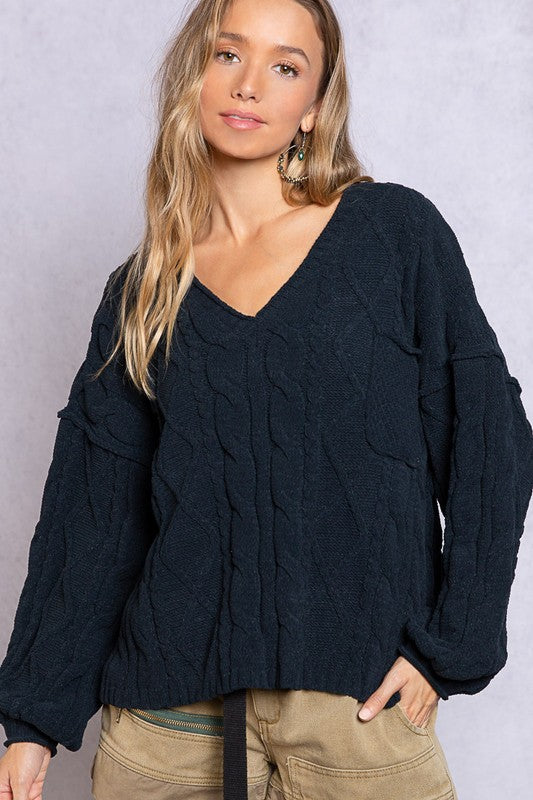 Dreamy V-Neck Sweater with Chain Detail