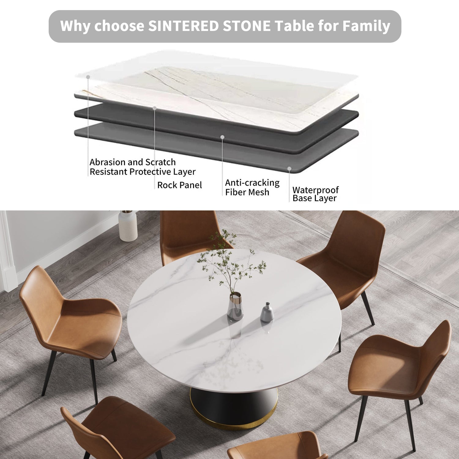 Modern Marble Stone Round Dining Table-3