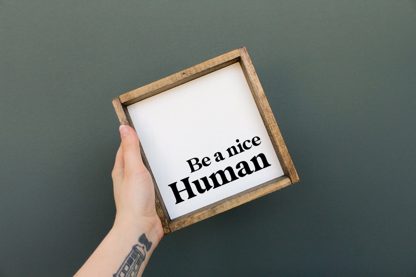 Be a Nice Human Mini Wood Sign-1