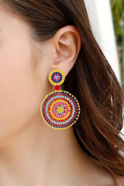 Beaded Boho Style Round Shape Dangle Earrings