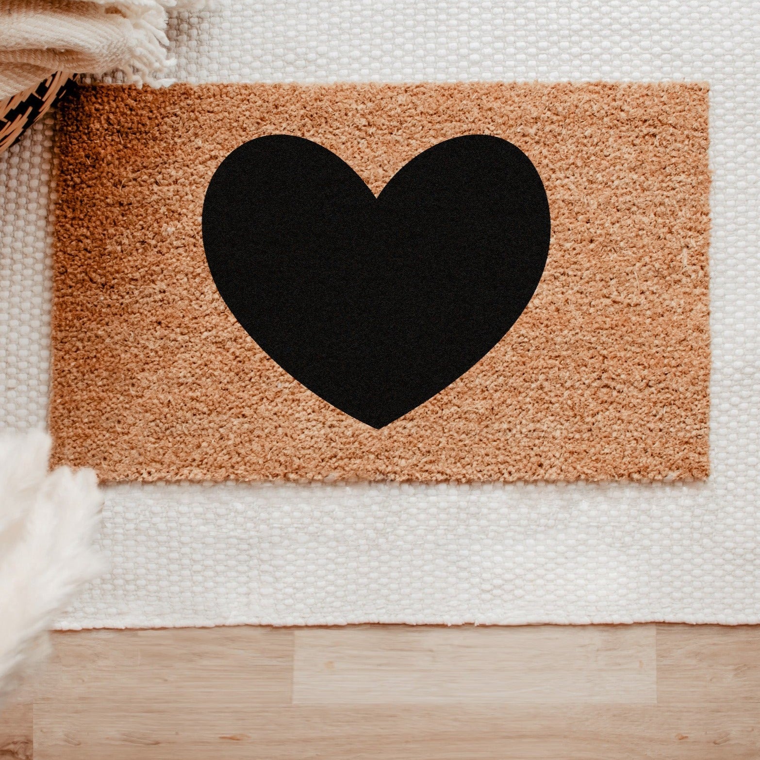 Coir Doormat- Black Heart-0