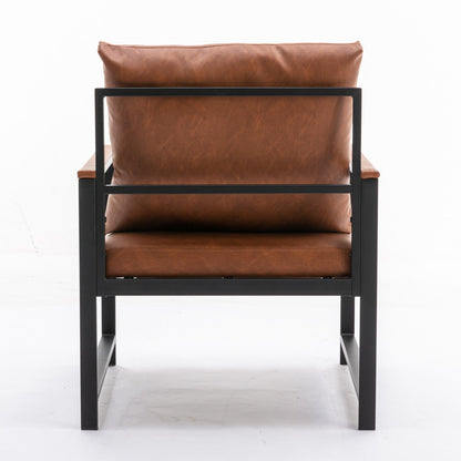 Modern Faux Leather Accent Chair with Metal Frame-8