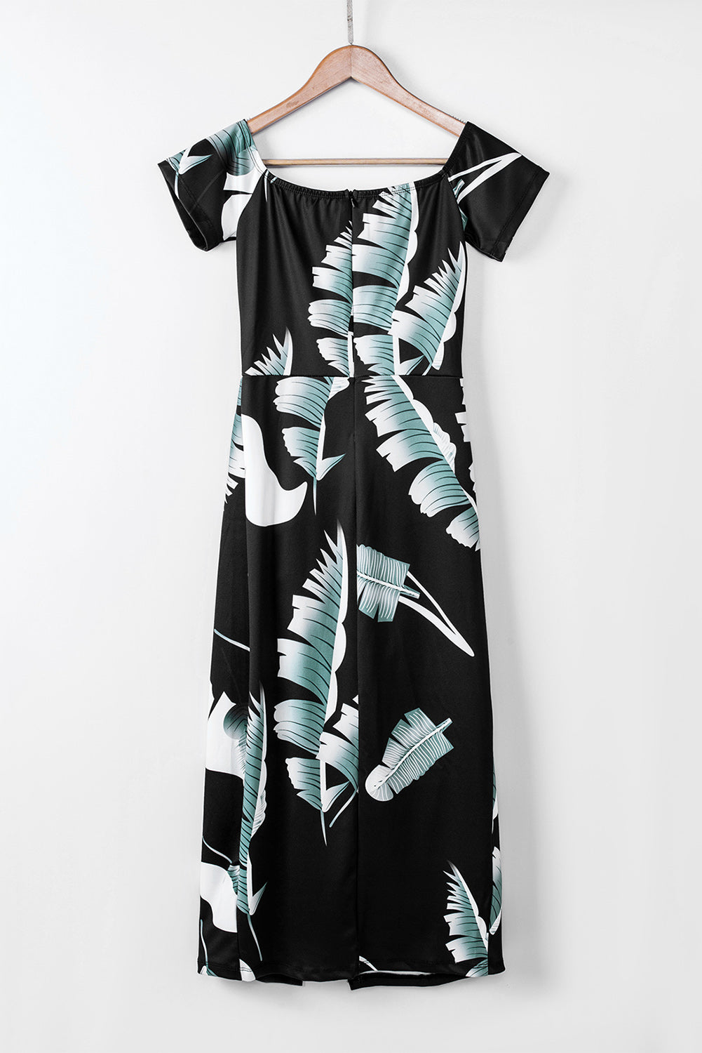 Slit Printed Off-Shoulder Midi Dress