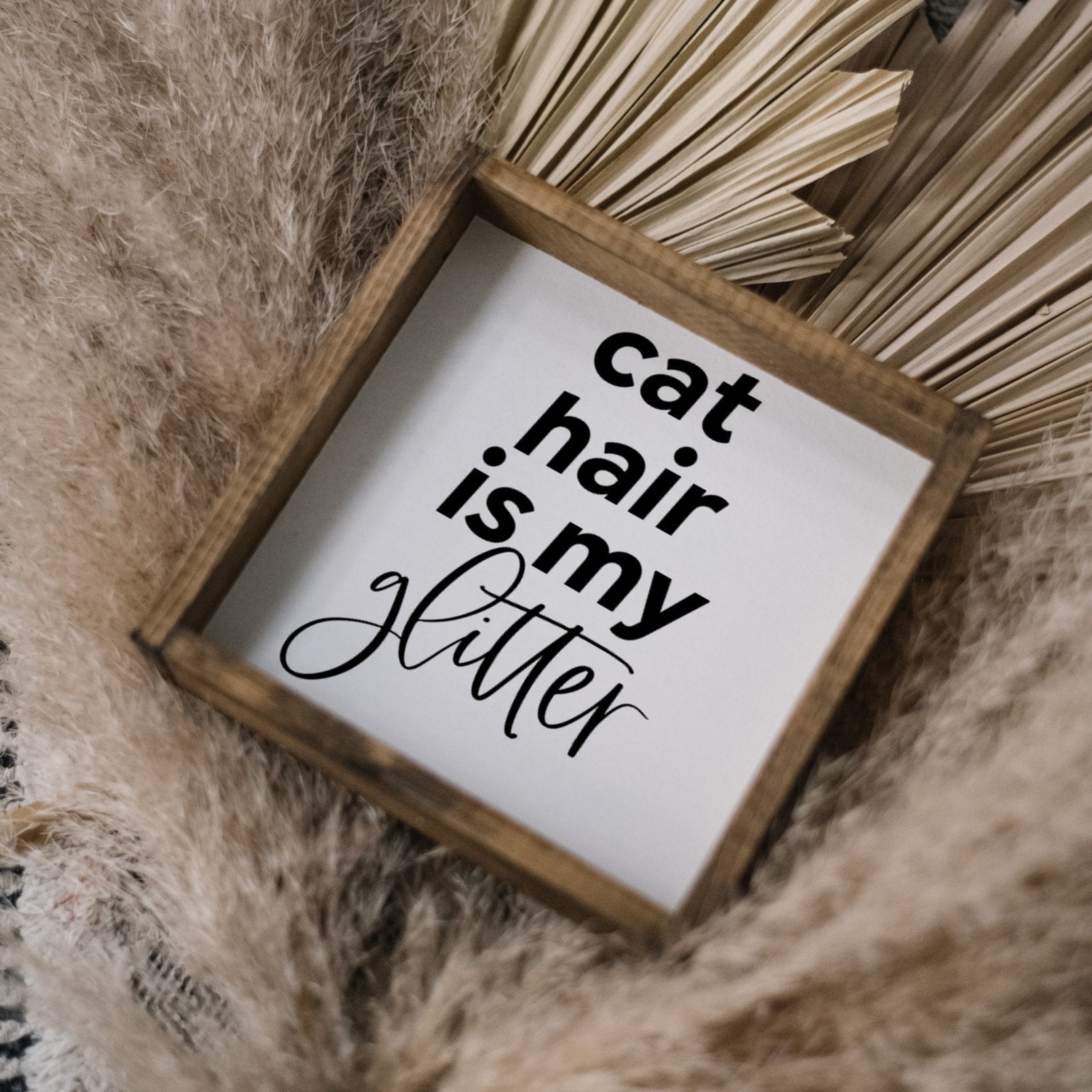 Cat Hair is my Glitter Mini Wood Sign-1