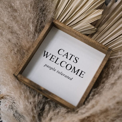 Cats Welcome (people tolerated) Mini Wood Sign-5