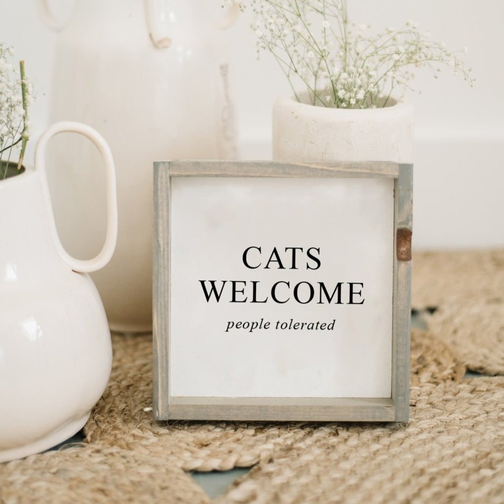 Cats Welcome (people tolerated) Mini Wood Sign-7