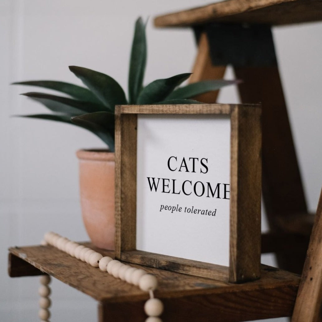 Cats Welcome (people tolerated) Mini Wood Sign-4