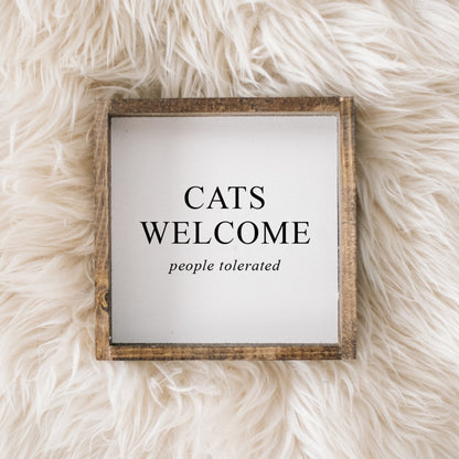 Cats Welcome (people tolerated) Mini Wood Sign-0