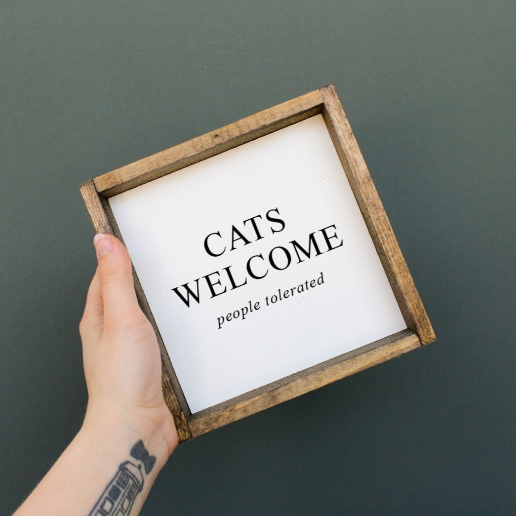 Cats Welcome (people tolerated) Mini Wood Sign-1