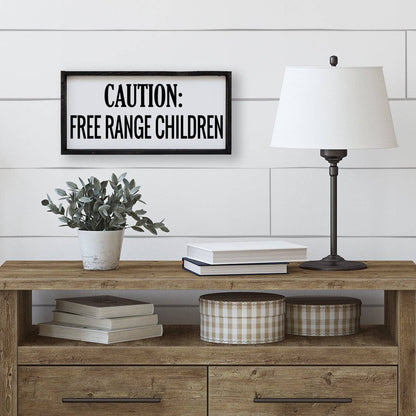 Caution Free Range Children Wood Sign-4