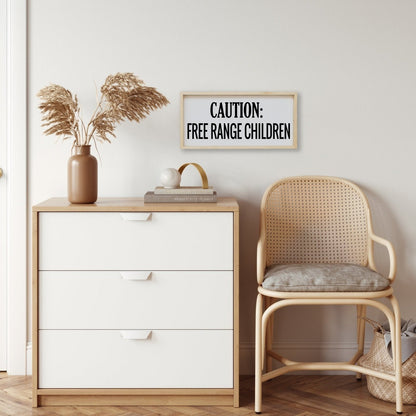 Caution Free Range Children Wood Sign-6