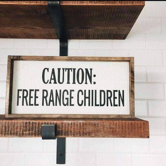 Caution Free Range Children Wood Sign-0