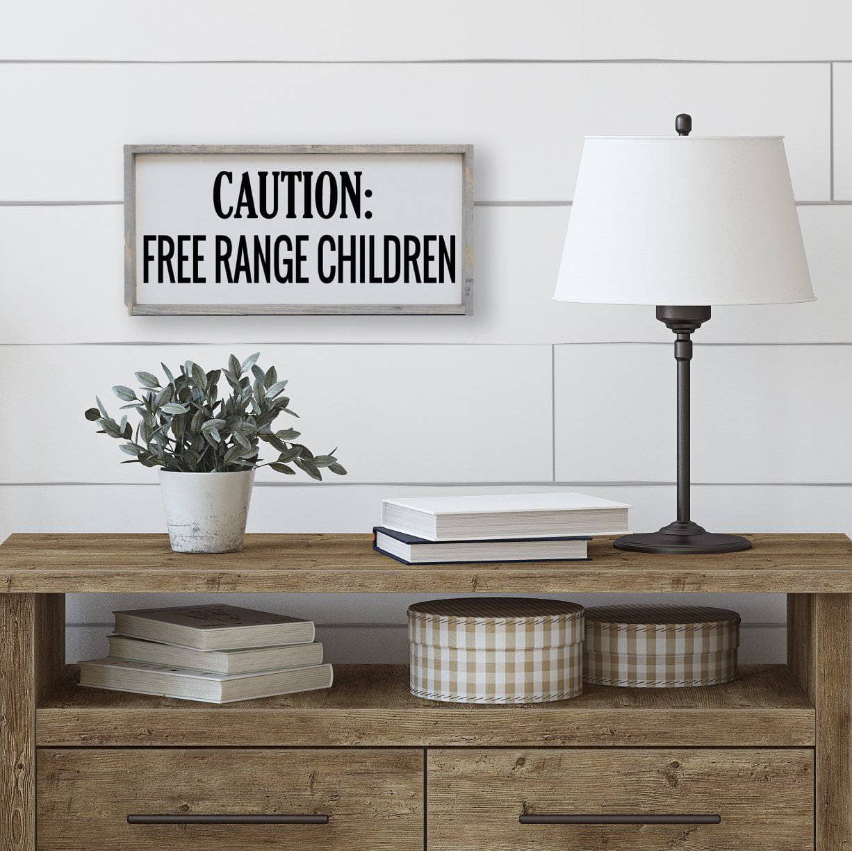 Caution Free Range Children Wood Sign-5