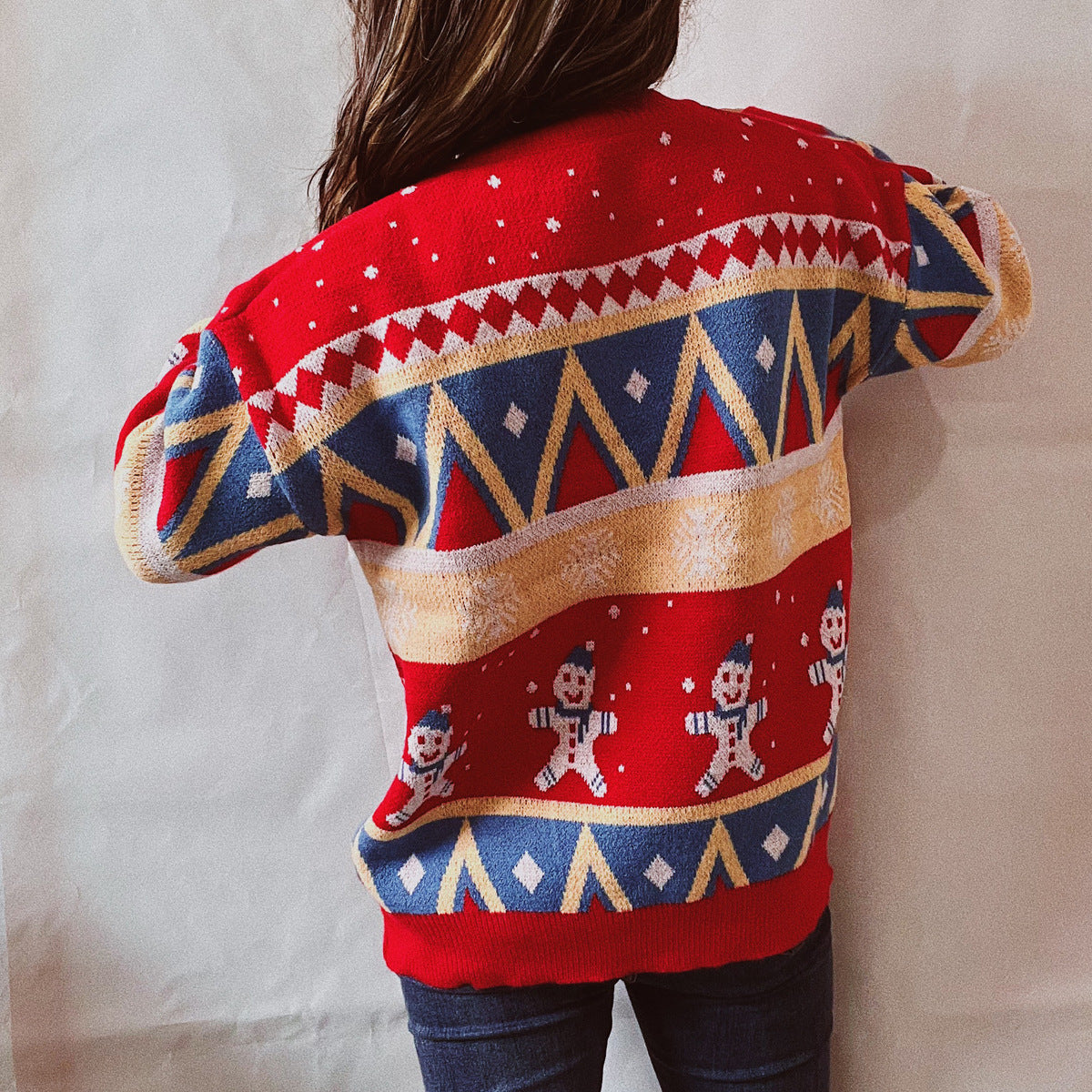 Printed Round Neck Long Sleeve Sweater