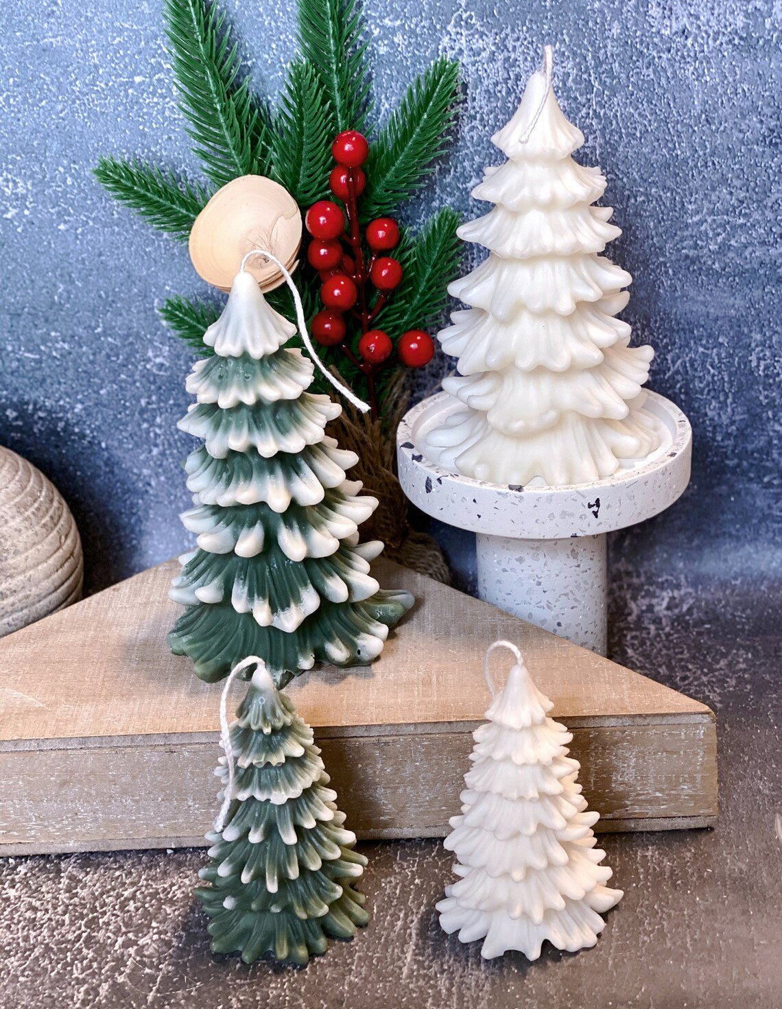 Christmas Tree Candles - Cedar Trees Holiday Decor-3