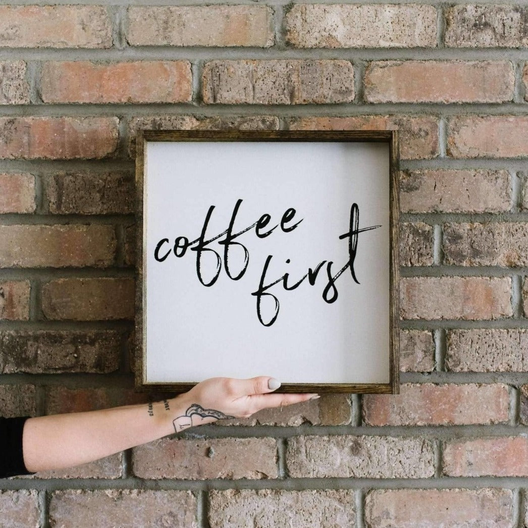 Coffee First Wood Sign-3