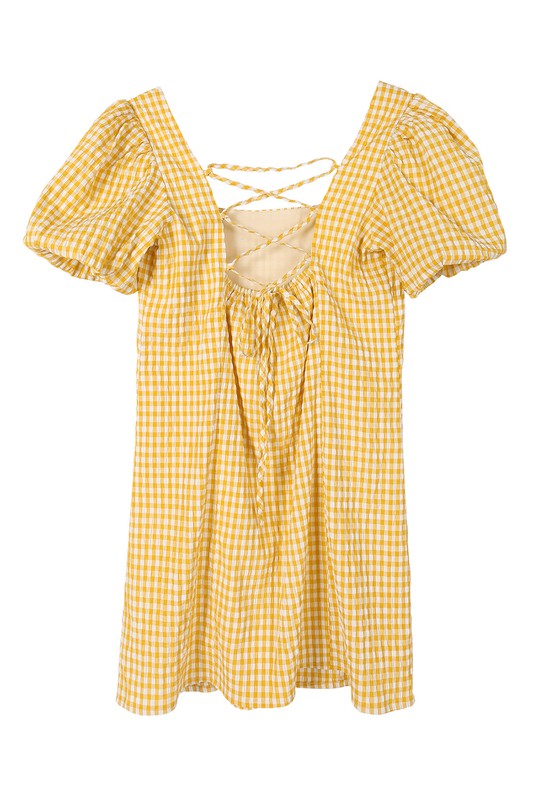 SS back strap dress - gingham