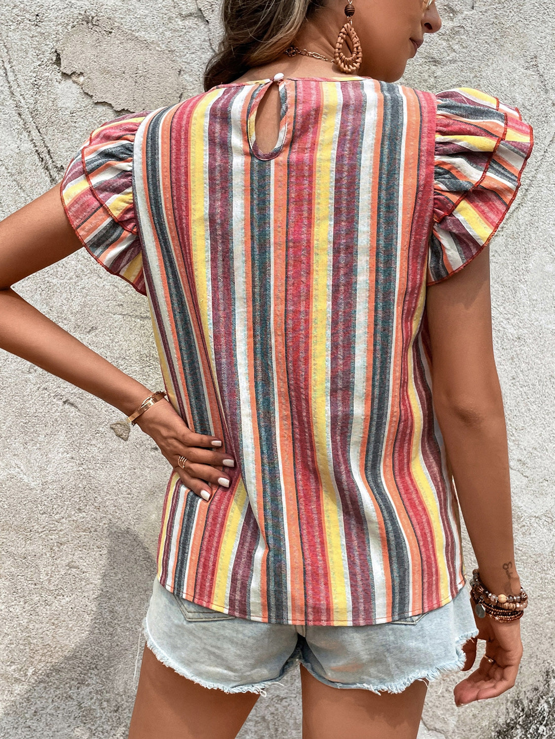 Cap Sleeve Striped Top