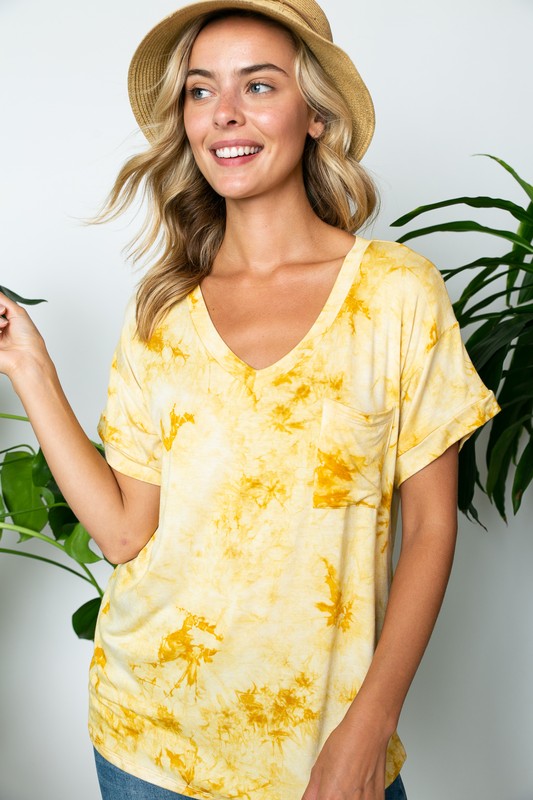 PLUS TIE DYE V NECK BOXY TOP