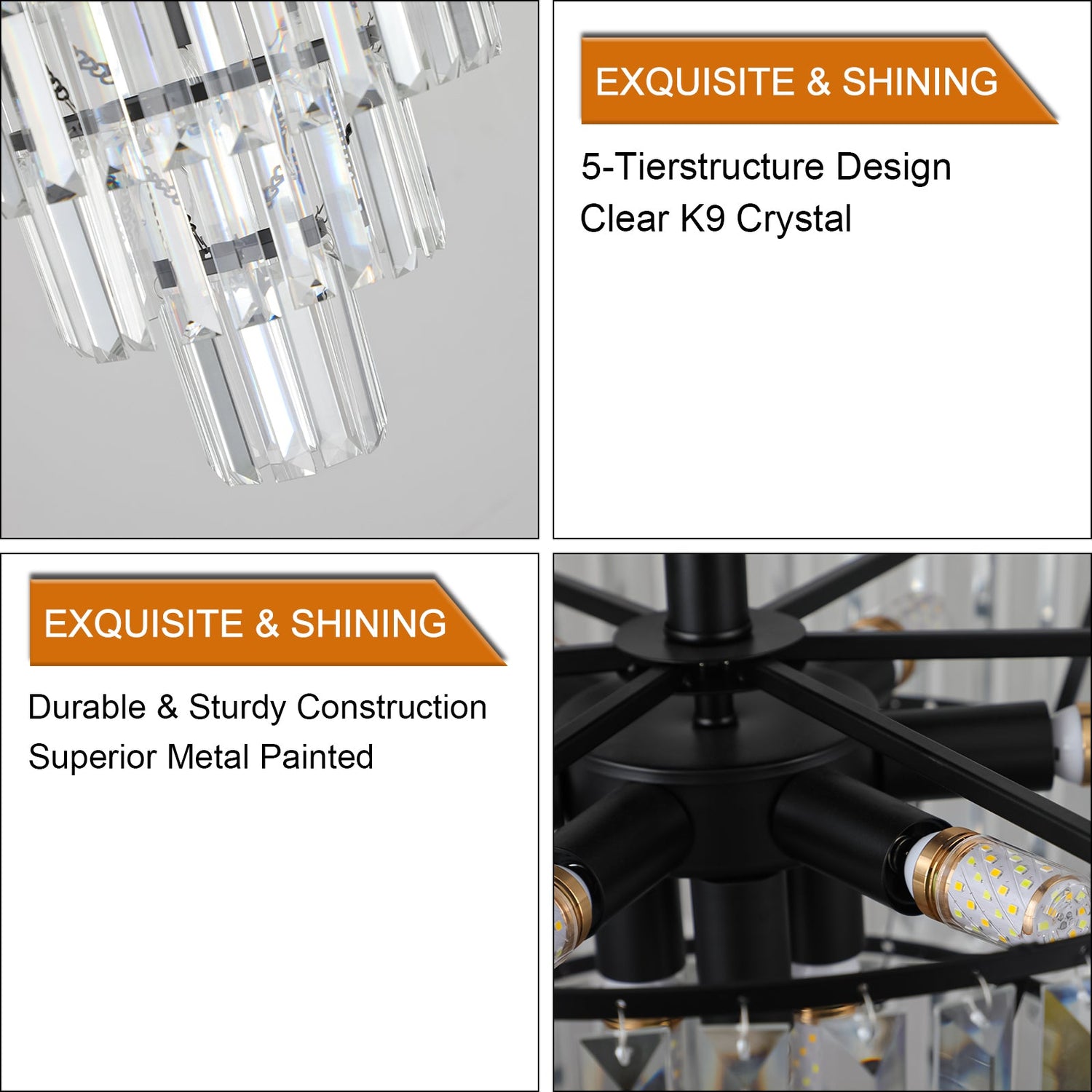 Black Large Crystal Modern Chandelier-7