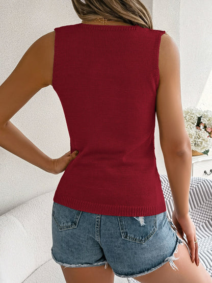 Openwork V-Neck Knit Vest