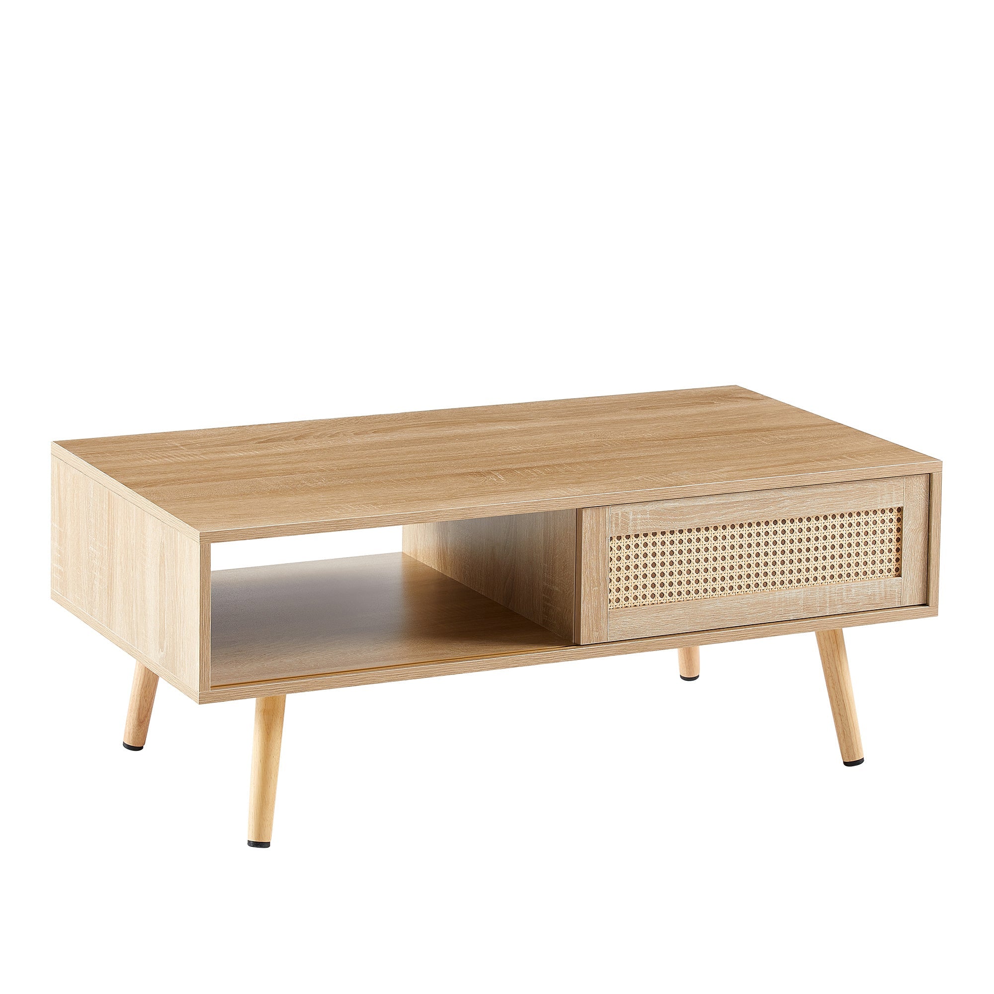 Rattan Coffee Table With Sliding Doors-6