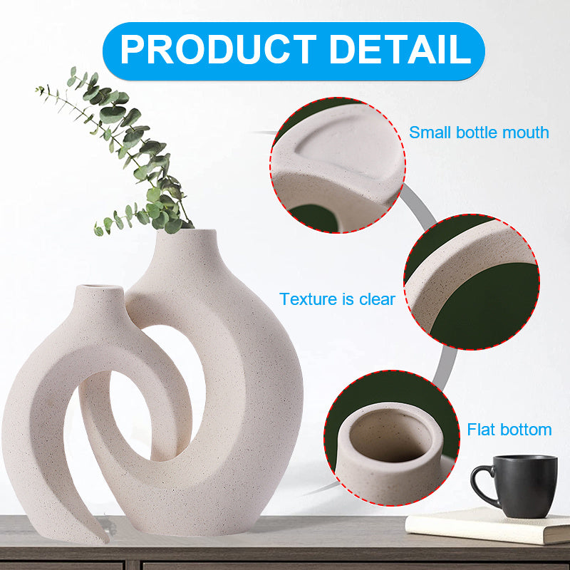 2Pcs Nordic Ceramic Vase Snuggle Set in White Matte-6