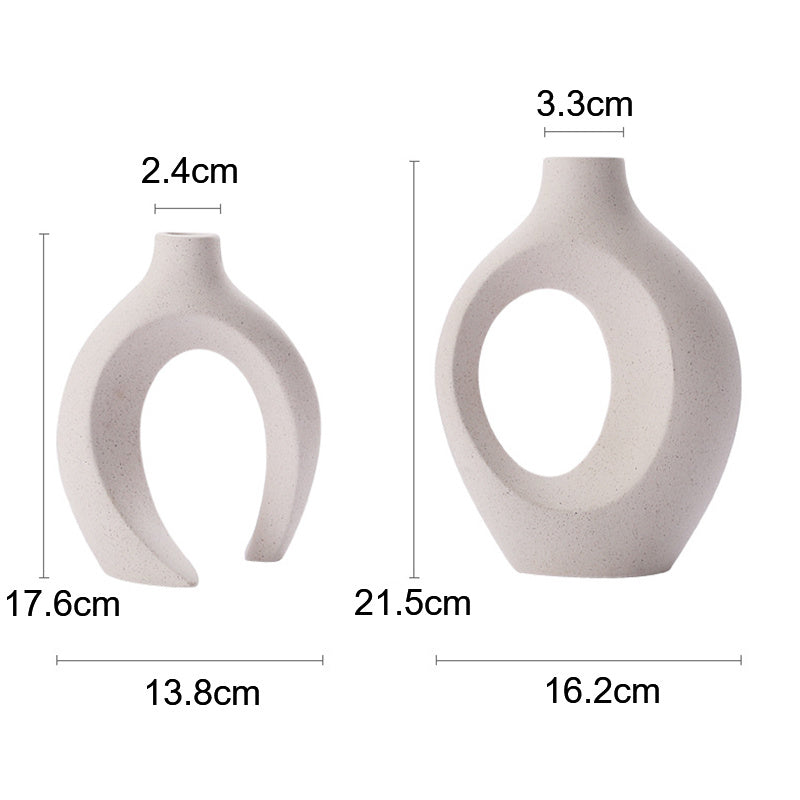 2Pcs Nordic Ceramic Vase Snuggle Set in White Matte-4