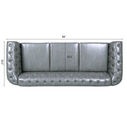 Rolled Arm Chesterfield 3 Seater Sofa-15