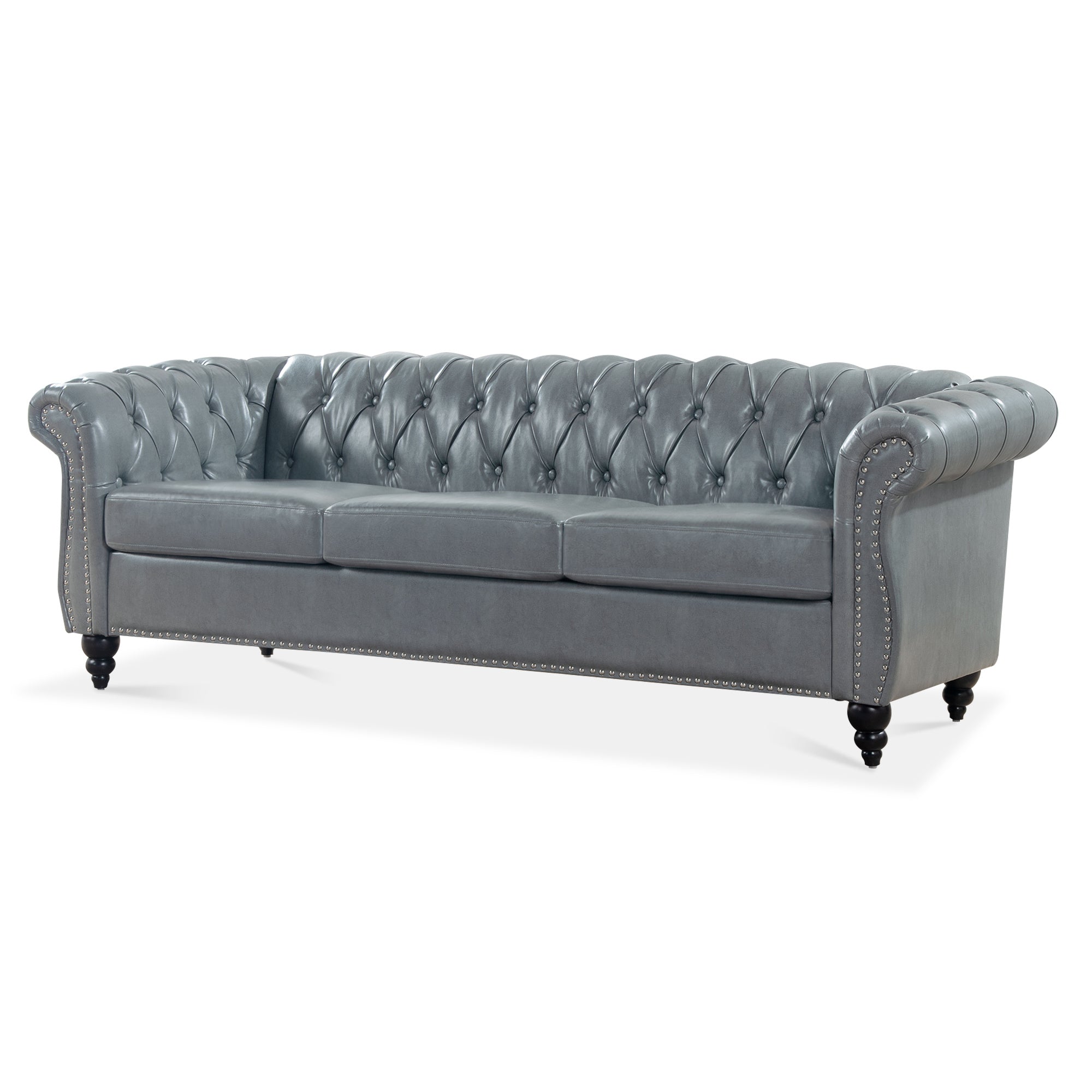 Rolled Arm Chesterfield 3 Seater Sofa-9