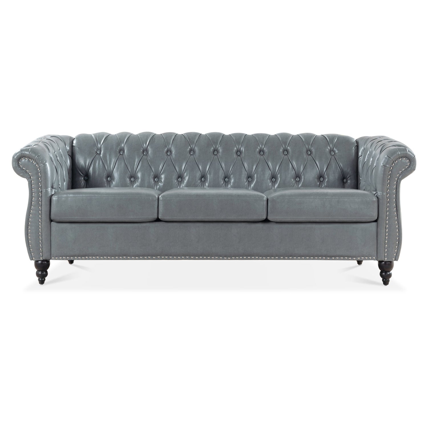 Rolled Arm Chesterfield 3 Seater Sofa-5